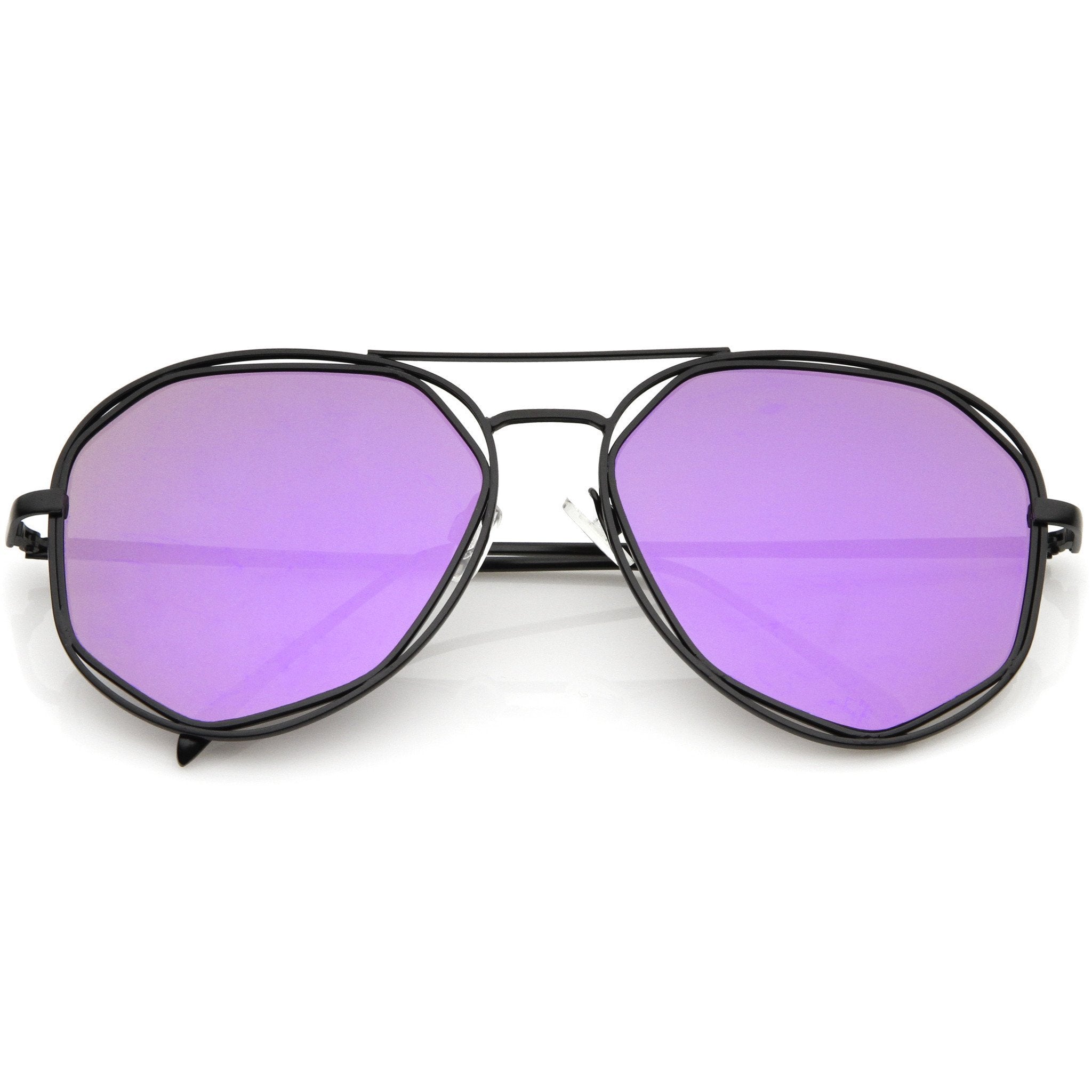 Geometric Mirrored Lens Aviator Sunglasses