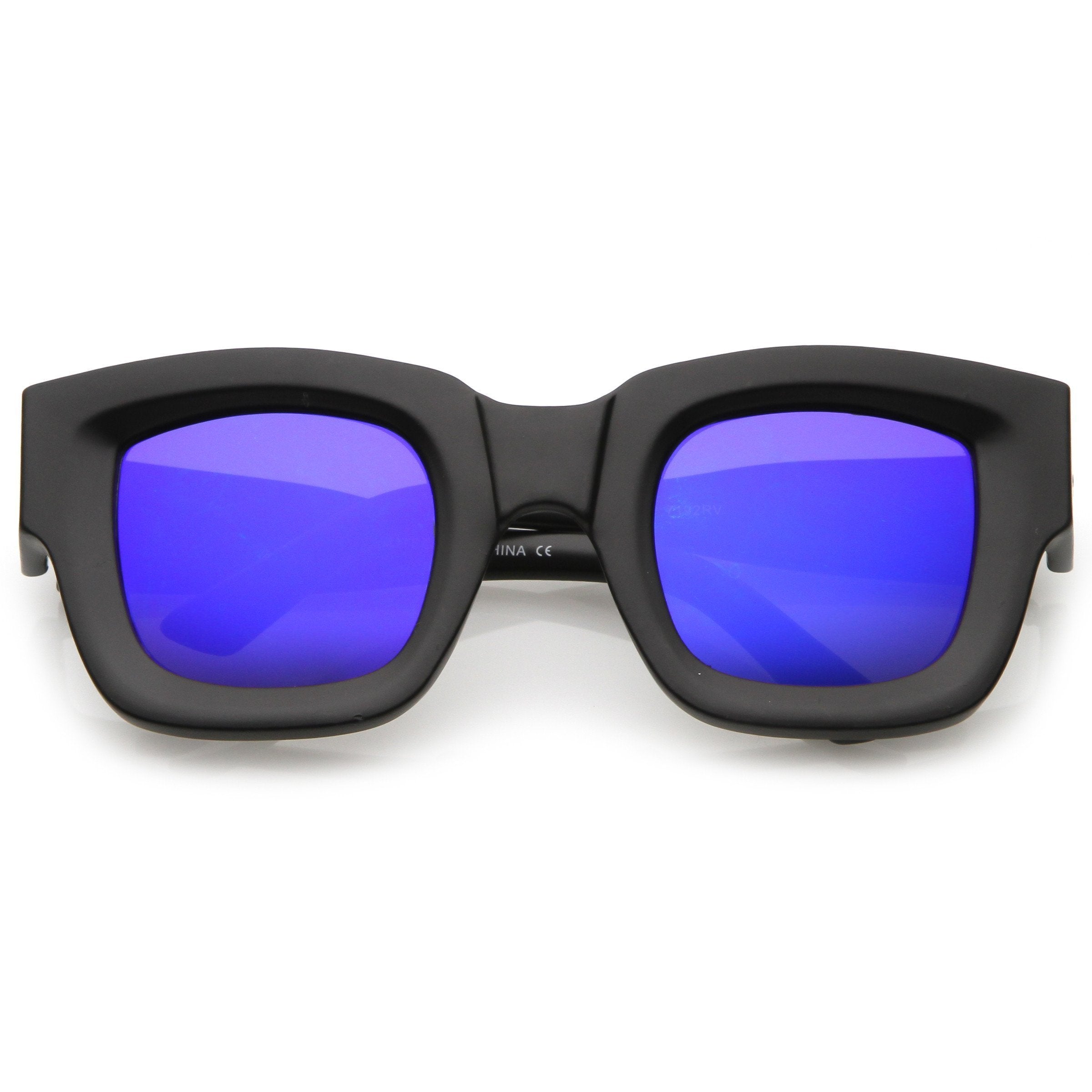 Bold Horned Rim Mirrored Sunglasses